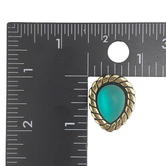 Vintage Green Teardrop Gold Tone Rope Edge Button Covers Art Deco Design - Picture 5 of 5